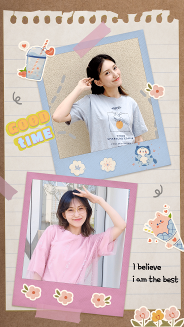 可爱贴纸多图展示晒照创意竖版海报预览效果