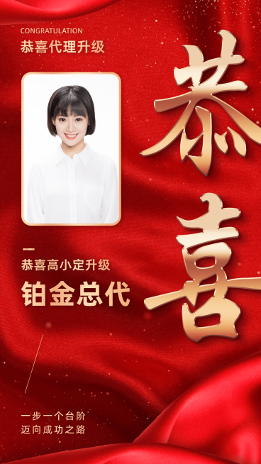 团队激励代理升级喜报表彰竖版海报预览效果