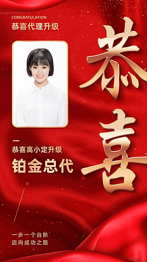 团队激励代理升级喜报表彰竖版海报