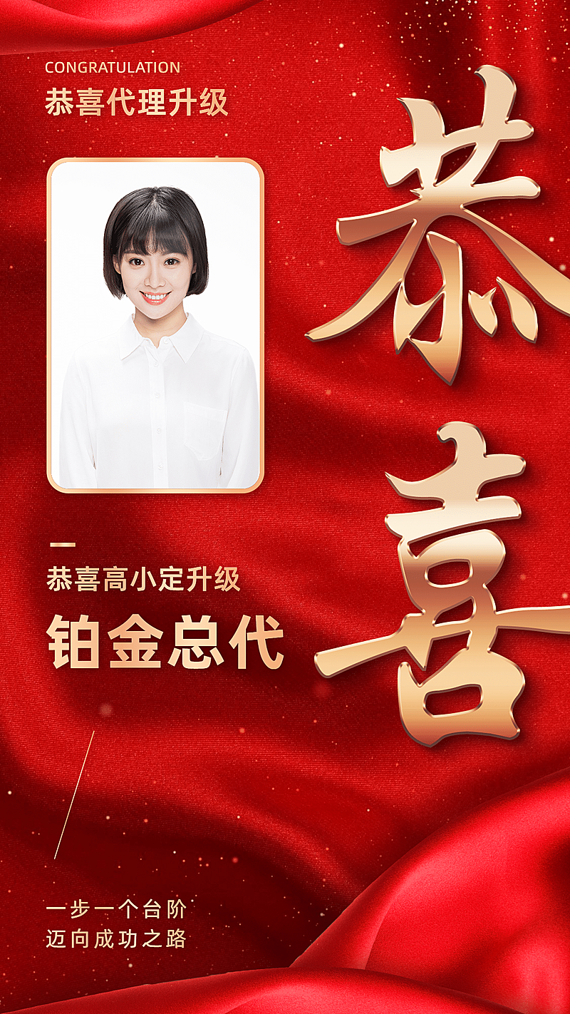 团队激励代理升级喜报表彰竖版海报