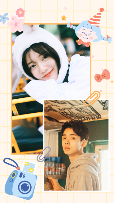 卡通拼图晒图秀恩爱晒生活竖版海报预览效果