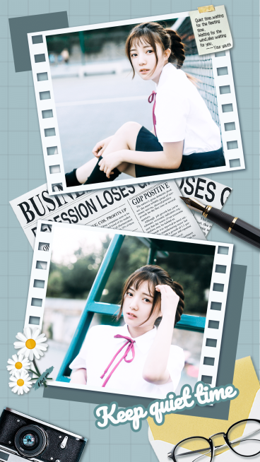 生活娱乐胶片创意图框拼图竖版海报预览效果