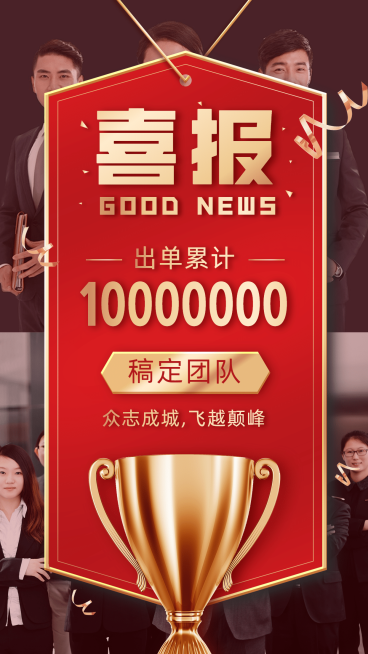 团队管理喜报表彰喜庆竖版海报预览效果