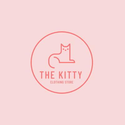 Cartoon Style The Kitty Pets Clothing Store Logo Image