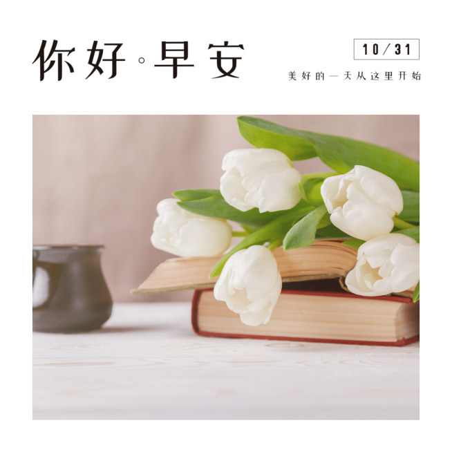 日签你好早安实景静物简约方形海报预览效果