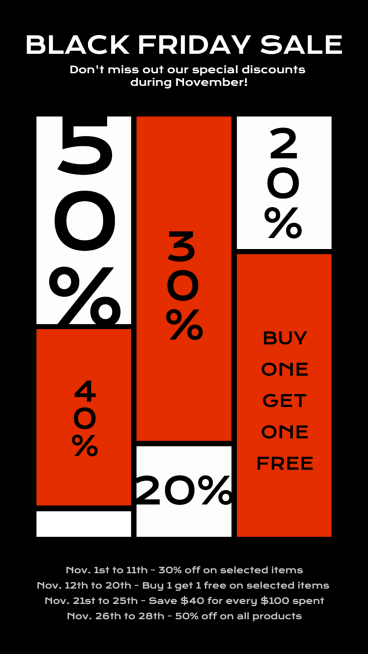 Red Rectangle Element  Fashion Black Friday Promotion Ecommerce Story预览效果