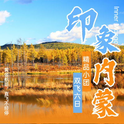 城市风光内蒙旅游方形实景海报