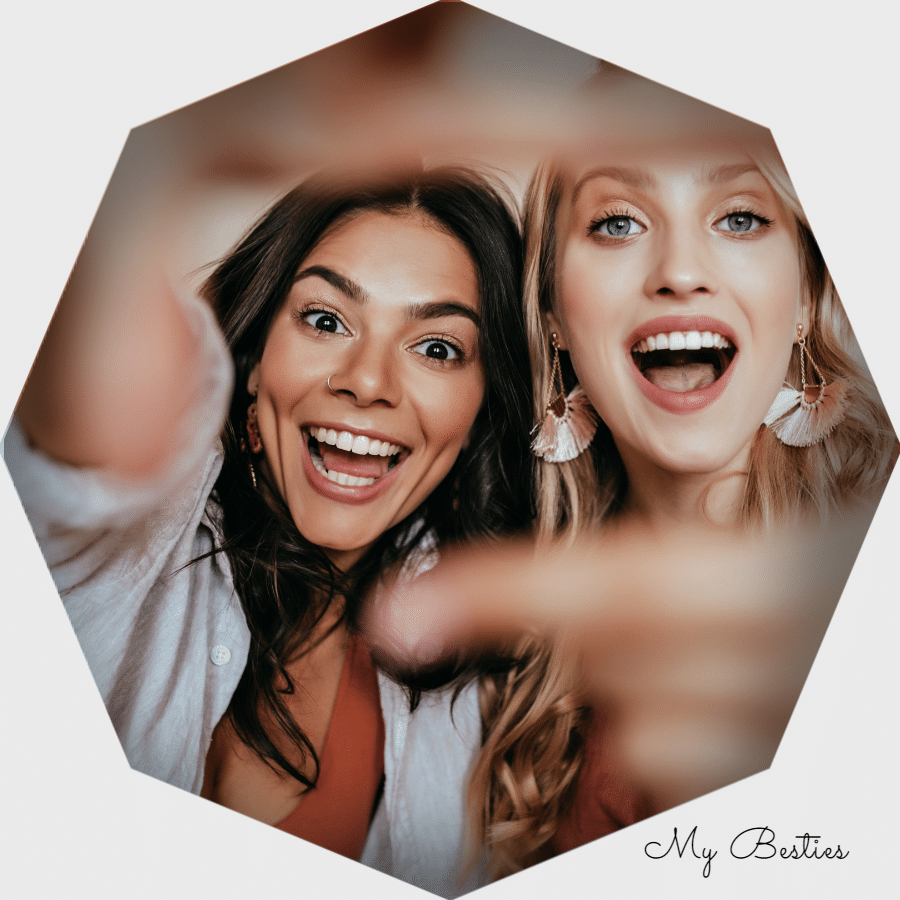 White Background Polygon Frame Friends Photo Fashion Simple Style Poster Instagram Post