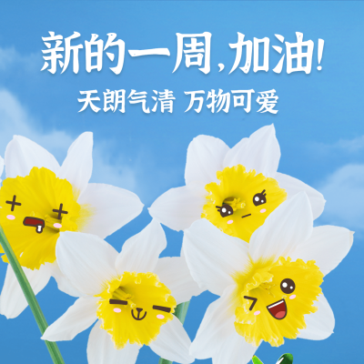 趣味可爱早安问候方形海报