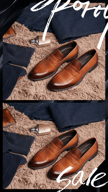 Creative Men's Leather Shoes Display Blanket Ecommerce Story预览效果