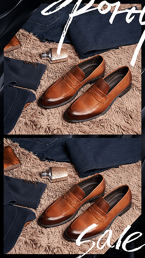 Creative Men's Leather Shoes Display Blanket Ecommerce Story