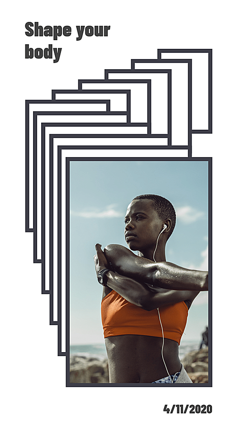 Simple Fashion Rectangle Frame Sports Woman Moment Record Instagram Story