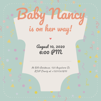 Cute Hand Painted Colorful Dots Decorate Baby Shower Party Invitation Letter