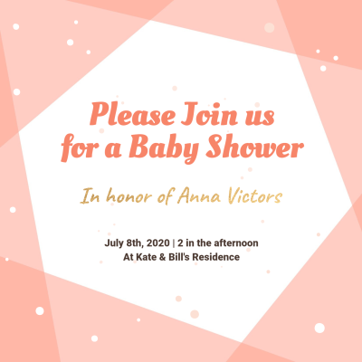 Creative Hexagon Frame Baby Shower Invitation Letter