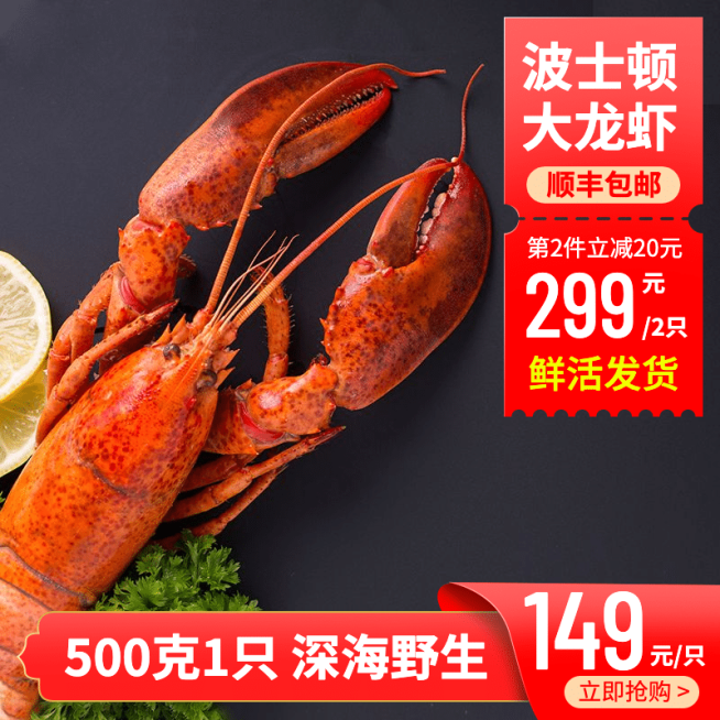 食品生鲜海鲜大龙虾直通车主图预览效果