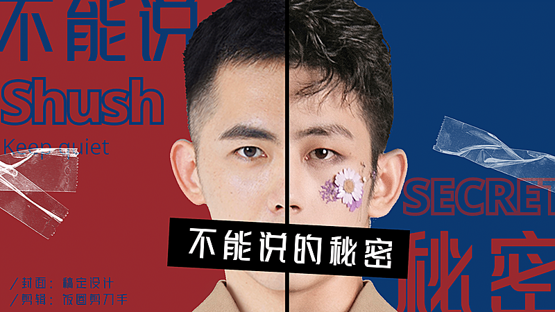 简约撞色拉郎配CP横版视频封面明星应援