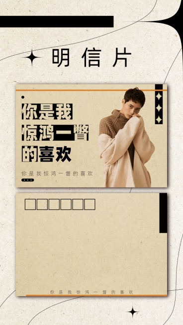 简约文艺明信片海报明星应援安利预览效果