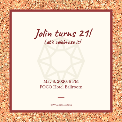 Luxury Square Frame Birthday Party Invitation Letter