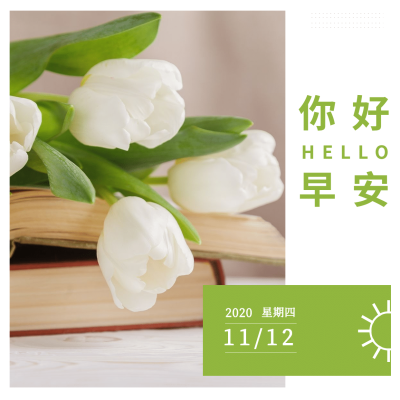 方形日签早安实景花朵