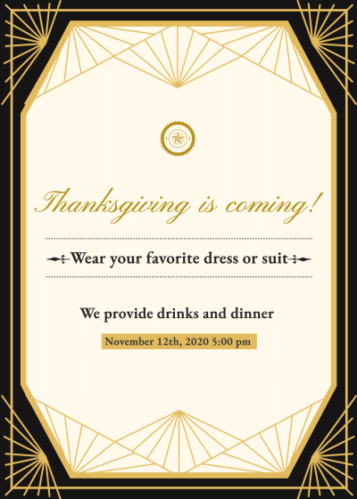 Retro Rectangle Frame Thanksgiving Dinner Party Invitation Letter