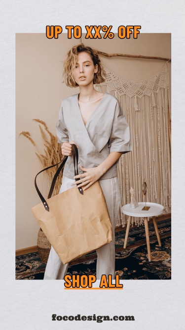 Retro Short Hair Woman Ladies Bag Display Promo Ecommerce Story