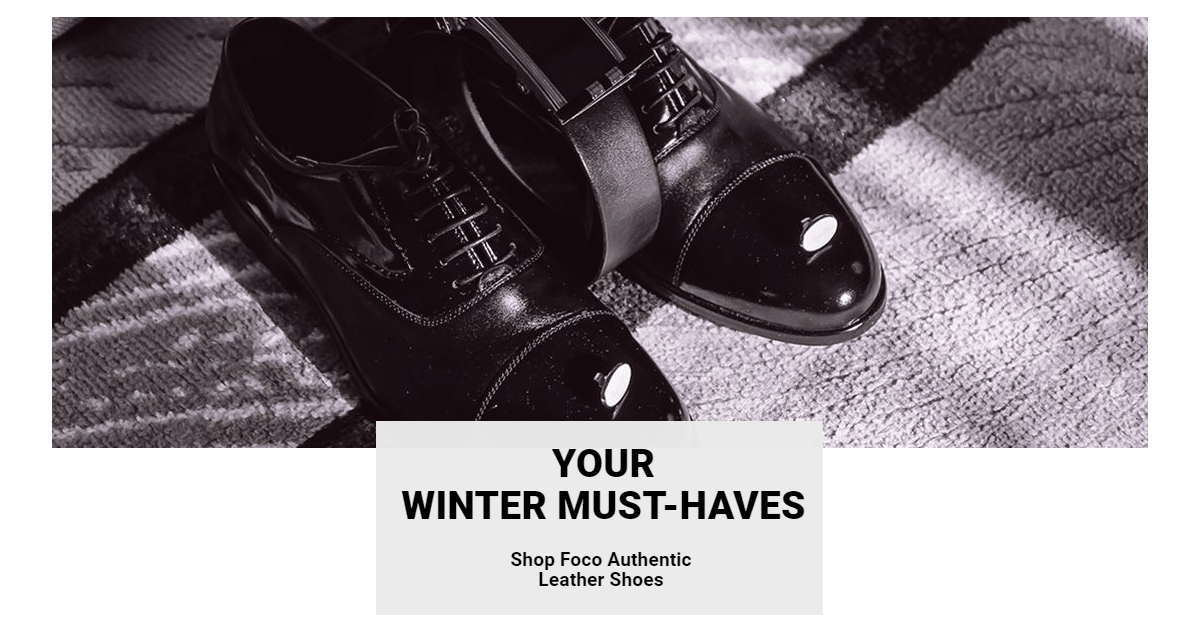 Men's Winter Leather Shoes Product Promotion Ecommerce Banner预览效果