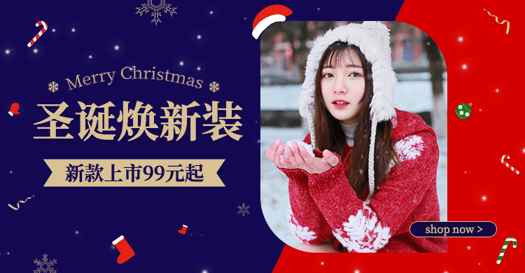 圣诞节服装女装海报banner预览效果