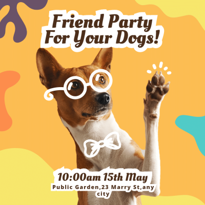 Simple Fashion Friend Party For Dogs Instagram Post