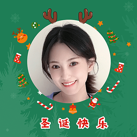 圣诞头像麋鹿圣诞老人绿色