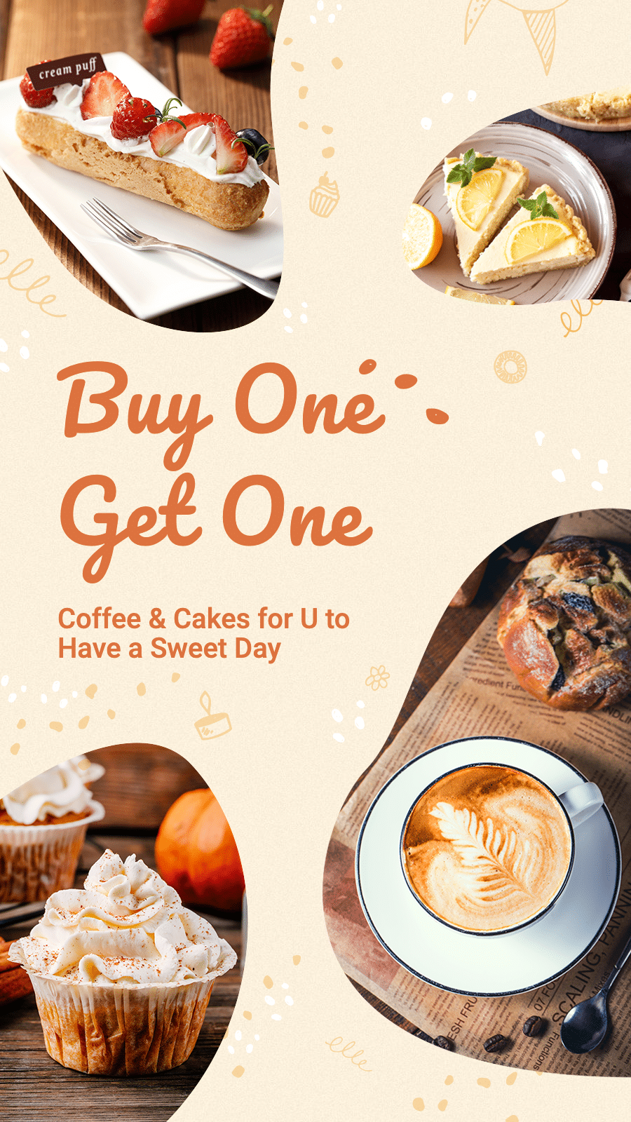 Cute Style Coffee And Cake Display Promo Ecommerce Story