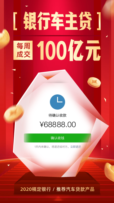 金融行业产品销售额贺报车主贷喜庆预览效果