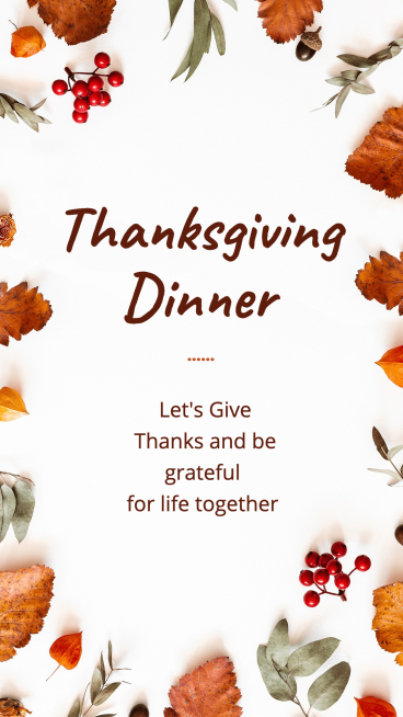 Thanksgiving Invite Guests Invitation Simple Fashion Dark Style Poster Instagram Story预览效果