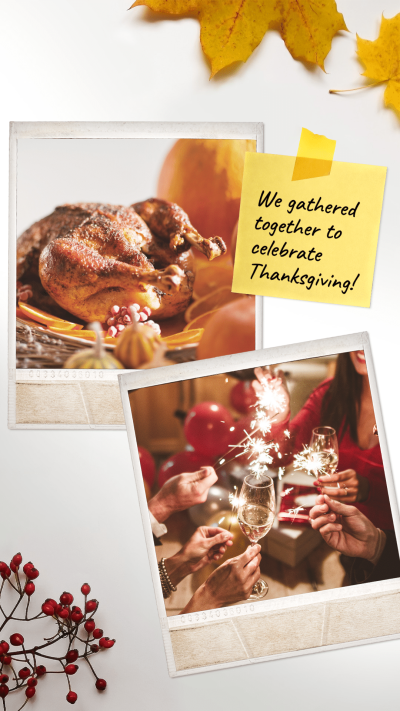 Literary Fallen Leaves Decorate Thanksgiving Family Feast Instagram Story