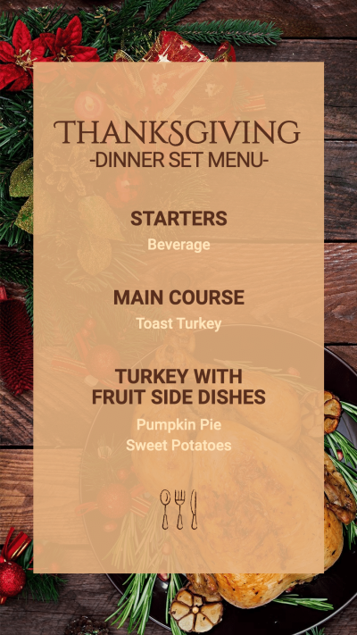 Thanksgiving Dinner Set Menu