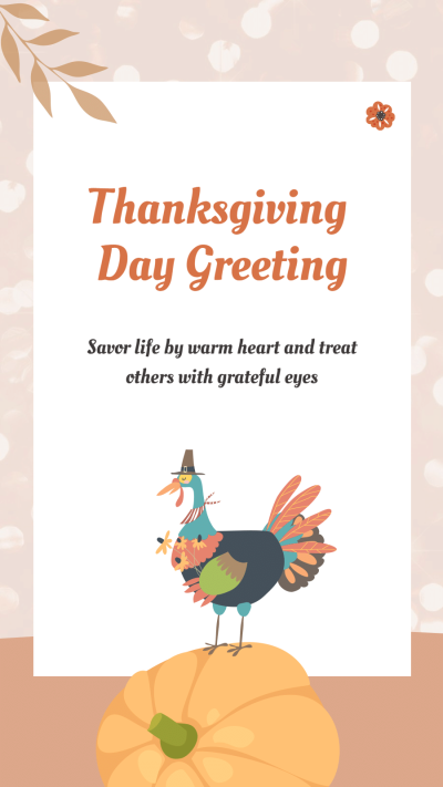 Simple Cartoon Thanksgiving Greeting Quotes Instagram Story