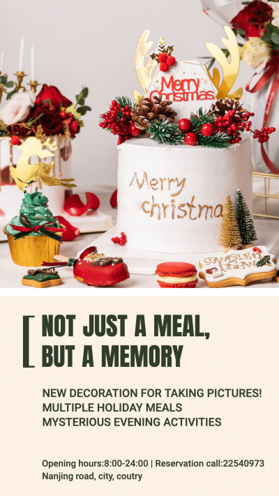 Simple Fresh Style Christmas Dessert Display Promotion Menu