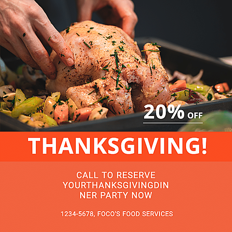 Thanksgiving Restaurant Meal Discount Promo Ecommerce Product Image