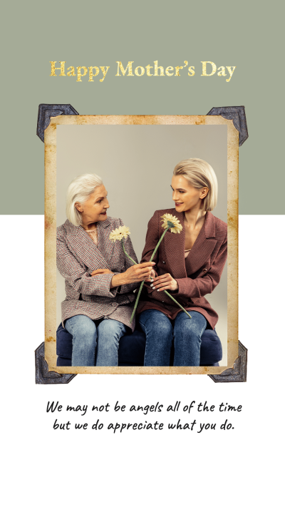 Retro Photo Frame Mother's Day Greeting Text Instagram Story