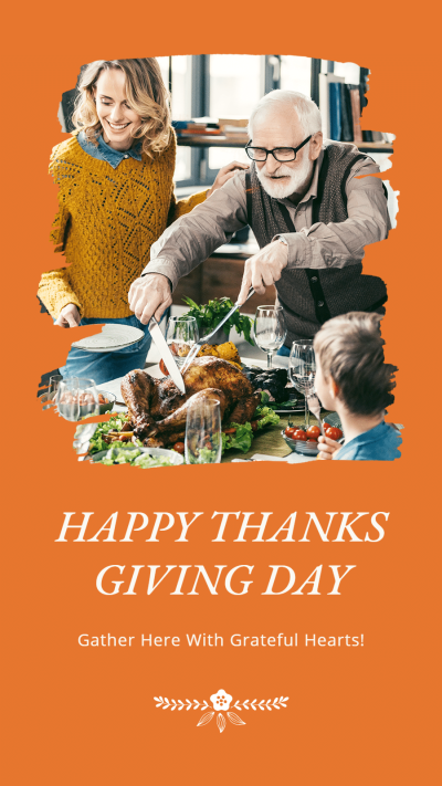 Thanksgiving Dinner Family Display Template Simple Fashion Dark Style Poster Instagram Story
