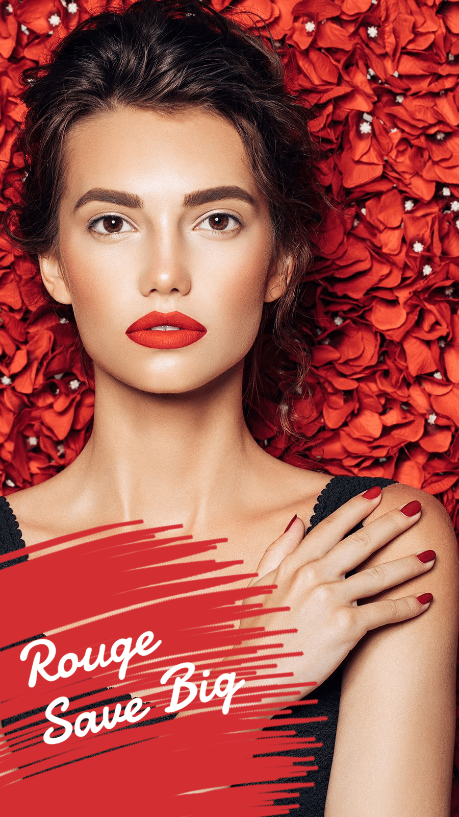 Red Roses Background Woman Photo Fashion Simple Style Poster Ecommerce Story预览效果
