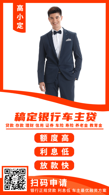 保险行业车主贷个人名片二维码商务预览效果