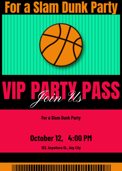 Basketball Themed Party Invitation Letter