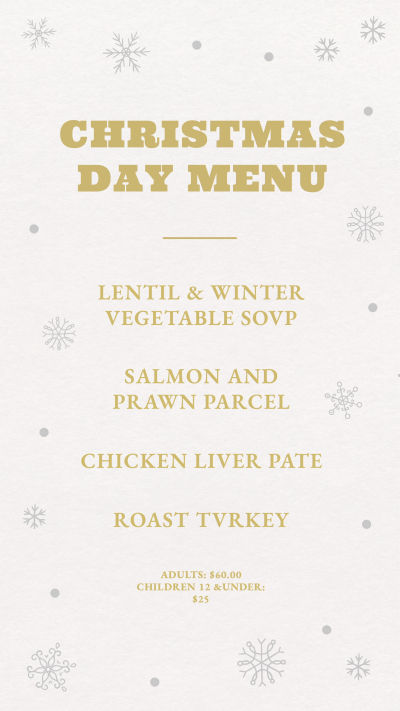 Christmas Dinner Menu Exotic Cuisine Poster