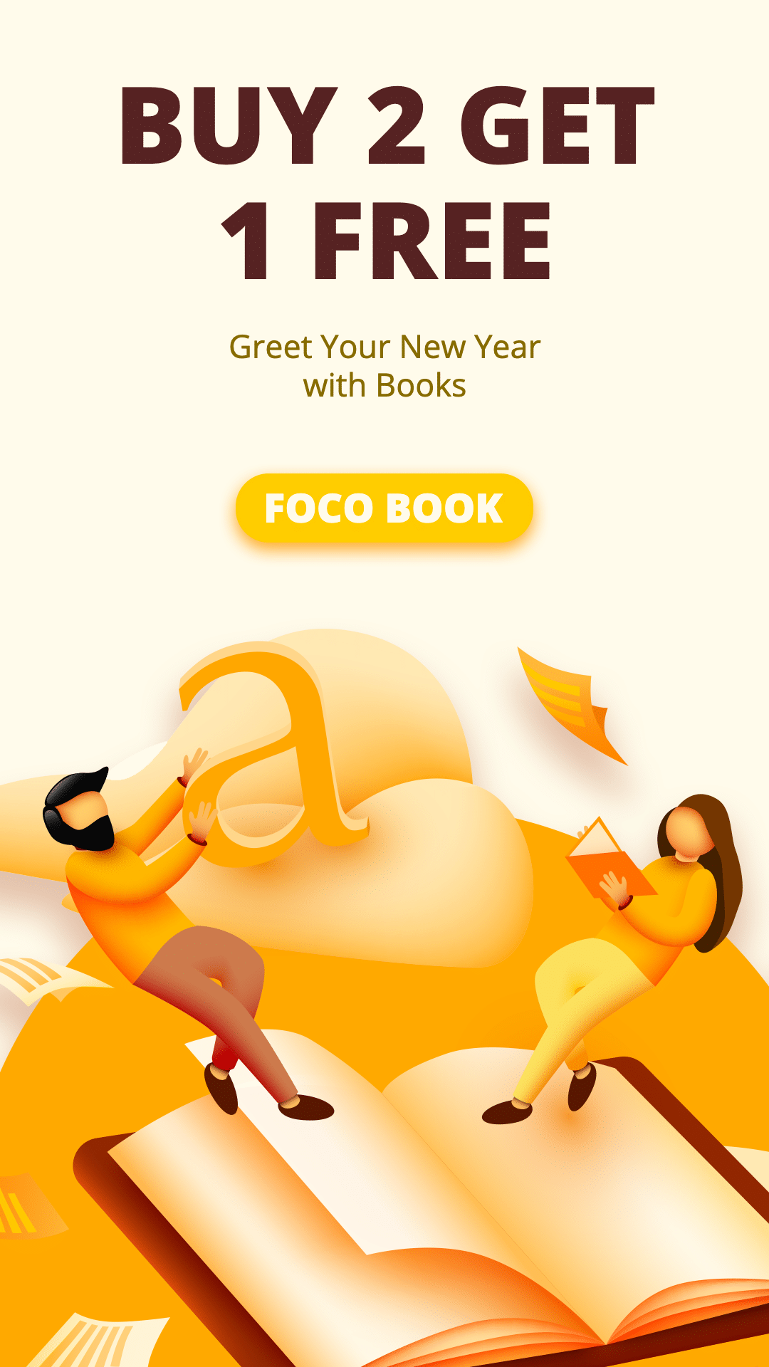 Yellow Ellipse Element Book Store New Year Promotion Ecommerce Story预览效果
