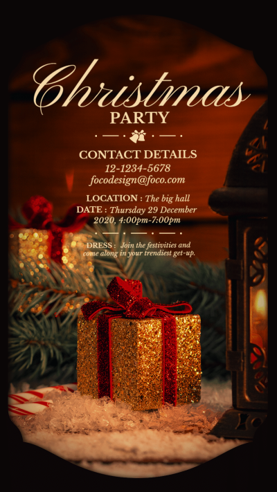 Merry Christmas Party Invitation Template Promotion Simple Fashion Style Poster Instagram Story