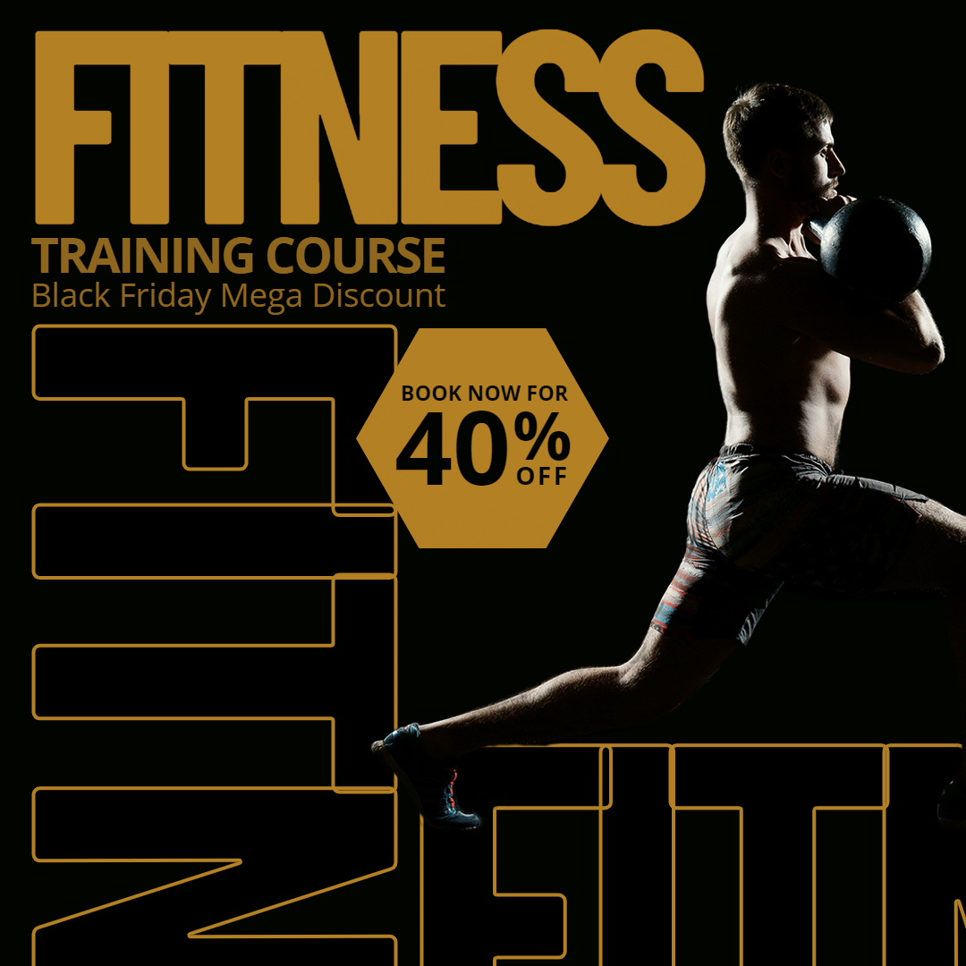 Gold Hexagon Element Black Friday Fitness Training Course Promotion Ecommerce Product Image预览效果