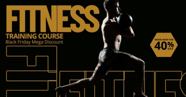 Gold Text Black Friday Fitness Training Course Promotion Ecommerce Banner