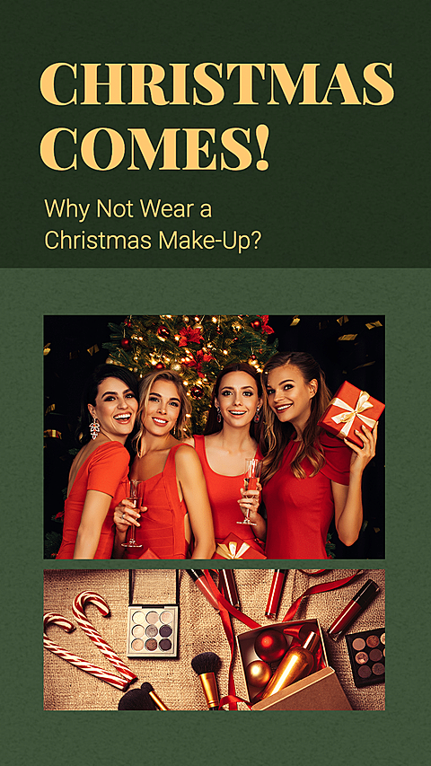 Christmas Festival Makeup Promotion Template Simple Style Poster Ecommerce Story