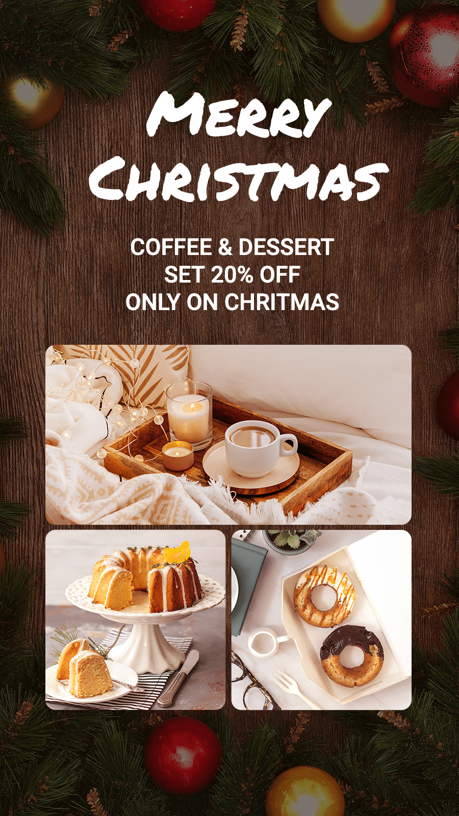 Handwritting Text Christmas Coffee And Dessert Discount Ecommerce Story
