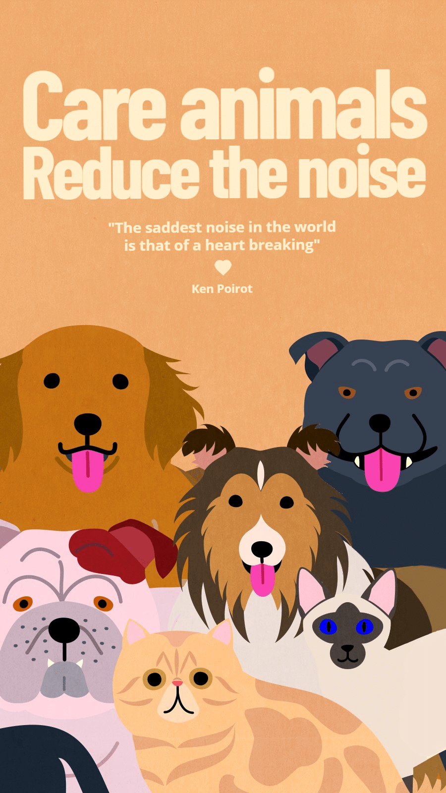 Cartoon Care Animals Reduce The Noise Ecommerce Story预览效果